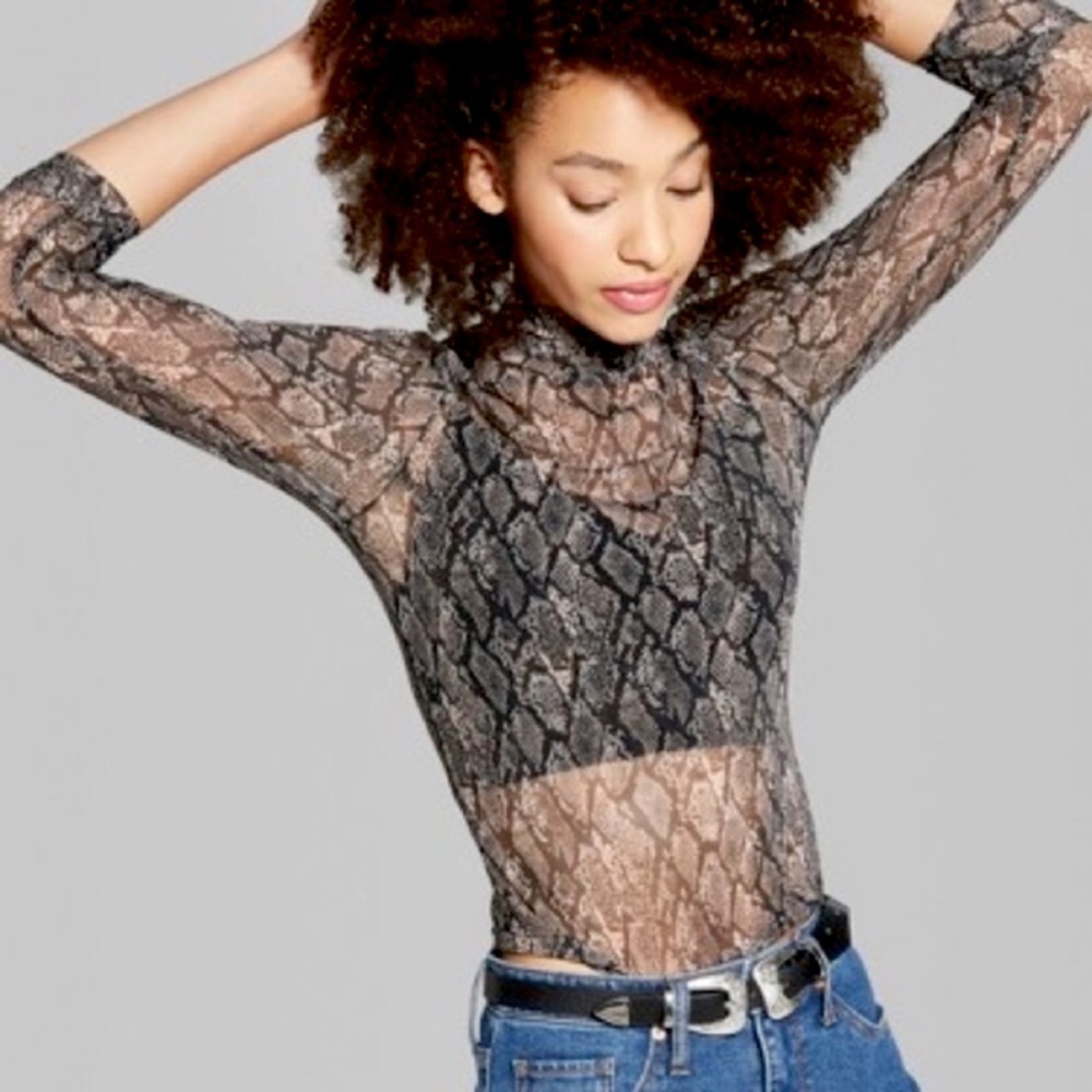 Wild Fable Sheer Snake Skin Print Top